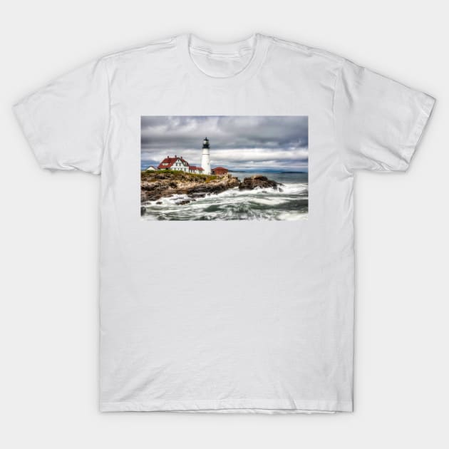 Rough Surf at Portland Headlight T-Shirt by jforno